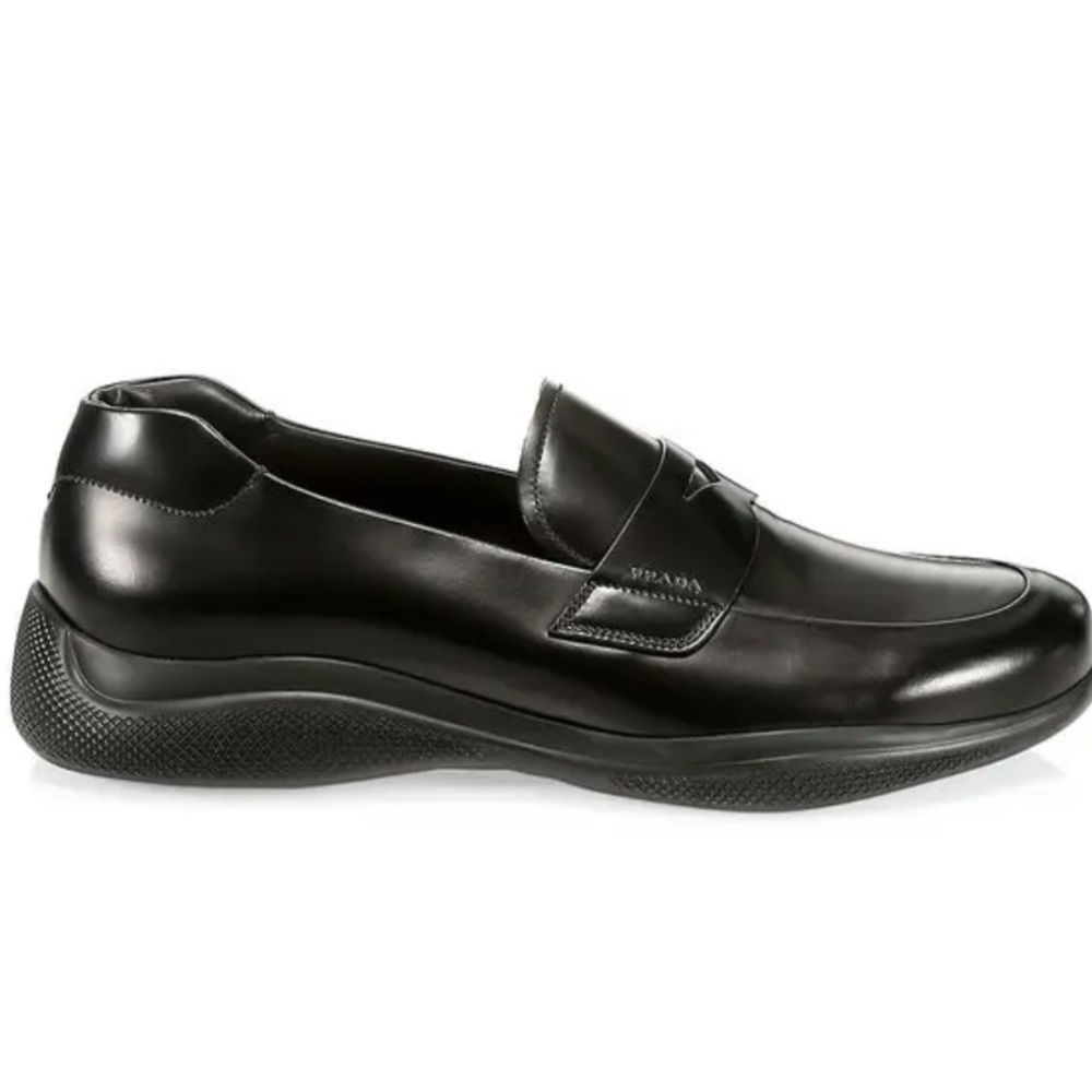 Prada Spazzalato Rois Leather Penny Loafers Black Men’s UK 7/US 8 $775